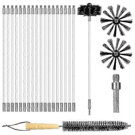 2025 22 st Skorstensrengöringsborste, ventilationsrengöringsset med 18 nylonstänger, för öppen spis/torktumlare/s