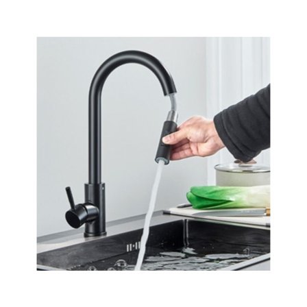 OUYIFAN Svart Köksblandare, 360° Utdragbar.