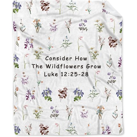 Blommig Skrift Bibelvers Filt Fleece Filt Sympati Bön Filt Religiösa Kristna Inspirerande Gåvor för Kvinnor Konst Dekor - 50''x60''