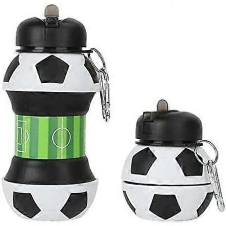 Fotboll Vattenflaska 550ml Hopfällbar Läcksäker Silikon Fotboll Vattenflaska för Pojkar och Flickor (Fotboll)