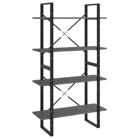 Vidaxl Bokhylla 4 Hyllplan Grå 80x30x140 Cm Massiv Furu Grå