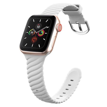 Ribbat Apple Watch silikonarmbånd 42/44/45 hvit