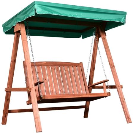 Rootz Havegynge - Gyngebænk - Til 2 personer - Gynge - Tag - Massivt træ - Brun - Grøn - 160 x 120 x 165 cm