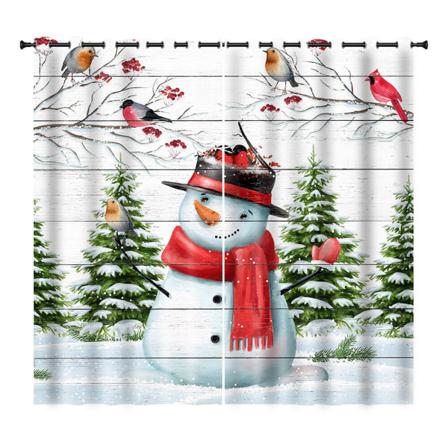 Xmas Multi-mönster Julgardiner Print Fönstergardin