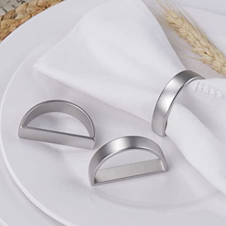 (Sølv) Mansjett Børstet Gull Serviettringer Sett med 6, Modernistiske Servietter