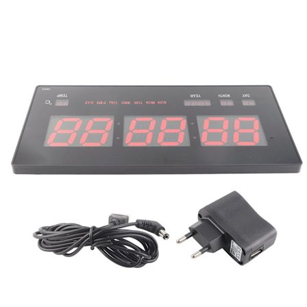 Digital veggklokke LED Elektrisk kalender Veggklokke med Noctilucence Hjem Soverom Kontor EU-kontakt 110‐220V