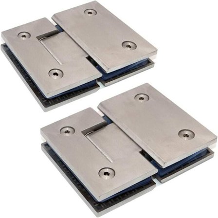 2 stk. glasbrusekabinedørhængsler på glasstøtte, 180 grader, 304 rustfrit stål, egnet til 6-12 mm glasudstillingsmontrer