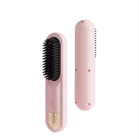 Trådløs ionisk hårbørste - glat & krøl, anti-skoldning, genopladelig Pink