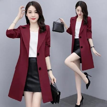 Elegantti löysä istuvuus Naisten keskipitkä Trench Coat Muodikas brittiläinen tyyli Ylitakki HSYP916 wine red 4XL