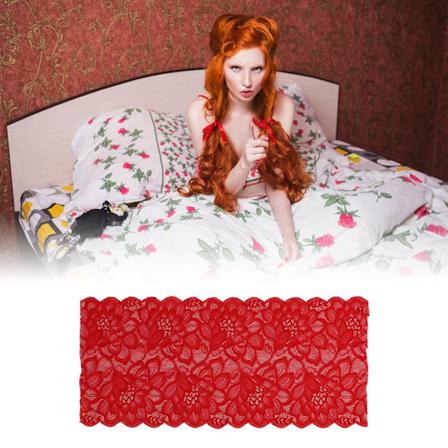 Spetsband 23cm Bredd Nylon Hög Elasticitet Mjukt Bred Användning Klädtillbehör för Skor Hattar Syning Stor Röd