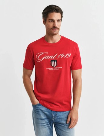 GANT Graphic Ss T-Shirt - Red - XL