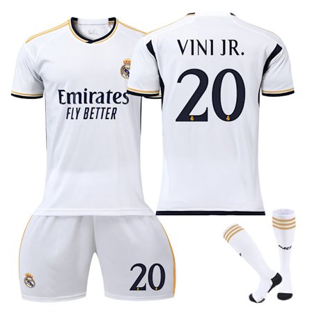 23/24 Real Madrid Barn og Voksen Drakt Sportsklær Sett med Sokker