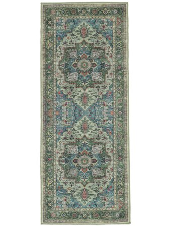Georgia Oriental Waschbar 80X200 Klein Grün/Mehrfarbig Läufer Baumwollteppich