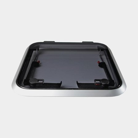 Escotilla de cubierta Moonlight S55 Powerboat, con soporte, 90°, 500 x 500 mm (medidas de corte), 562 x 562 mm (medidas exteriores), plata/gris