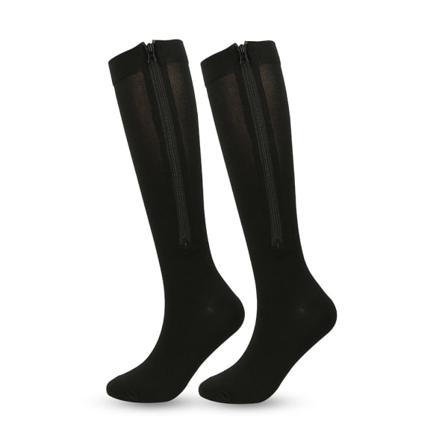 2 par kompressionsstrumpor med dragkedja för män och kvinnor svart S M black S M