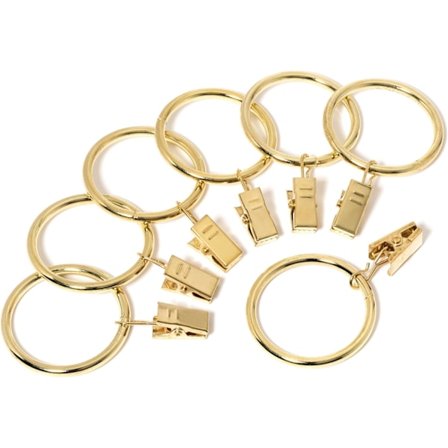 Högkvalitativa, helt nya gardinklämmor i järnmetall med ringar, 3,8 cm innerdiameter, set om 10, guld