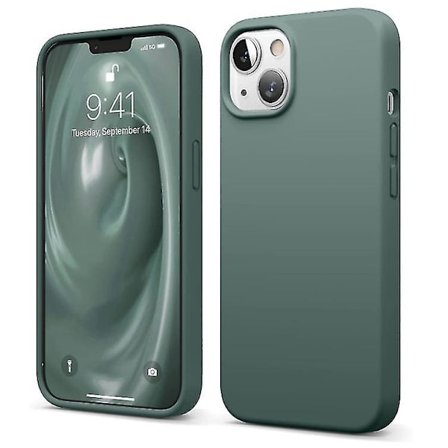 Chronus Flytende Silikon Etui Kompatibelt Med Iphone 13 Etui (6.1"), Full Kroppsbeskyttelse - 3 Lags Støtsikker Telefondeksel (Midnattsgrønn)