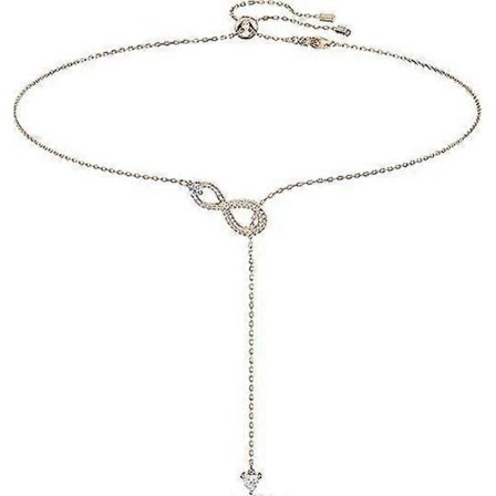 Infinity Twist Smyckeskollektion, Armband & Halsband, Rodium & Roséguldstonad Finish, Klara Kristaller