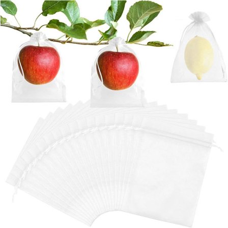 Fruktförvaringspåsar 20-pack vita med dragsko för druvor skyddar mot getingar och andra insekter kompatibla med trädgårdsredskap