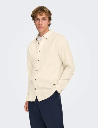 ONLY & SONS Onsgudmund Slim 1-Pkt Solid Shirt Noos - Cream - L