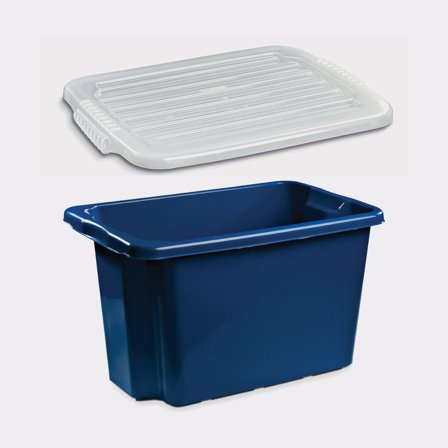 Úložný box s víkem Nordiska Plast Nordic, tmavě modrý, 600 x 400 x 350 mm, 55 litrů