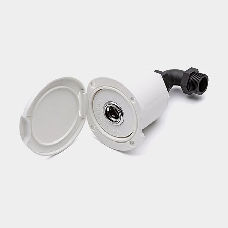 Sjövatten uttag vinklad anslutningskoppling. Vit