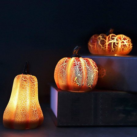 3-delat LED-pumpapynt, Halloween-inredning, Belysta pumpor, Halloween-inredning