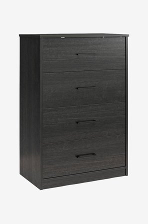 Dorel Home - Kommode med 4 skuffer i Mdf BrEz - Svart - Kommoder - Fra Homeroom