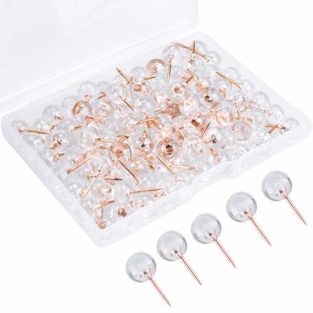 100 stk trykknapper for korktavle, knappenåler for oppslagstavle, dekorative