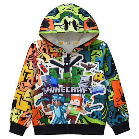 Minecraft - Medium og Store Børns Lynlåsjakke og Hættetrøje