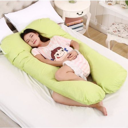 Graviditetspute i bomull, avtakbar og vaskbar U-formet pute