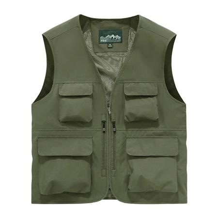 2024 Fritidsvest til Mænd - Ny Multi-Lommet Åndbar Udendørs Sportsjakke Høj Kvalitet Design Fritids Mænd Motorcykelvest Army green 5XL 91-100kg
