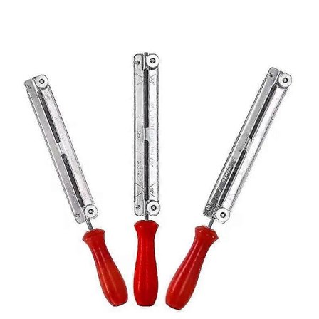 Motorsag Fil Slipsett, Sagkjedefil & Guide, Trehåndtak (3 stk, Sølv) -T