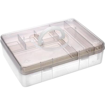 Läpinäkyvä Craft Stackable -säilytyslaatikko säilytysalustalla Muovi 7-lokeroinen Monikäyttöinen säilytysastia Lelujen, taiteen ja käsitöiden 