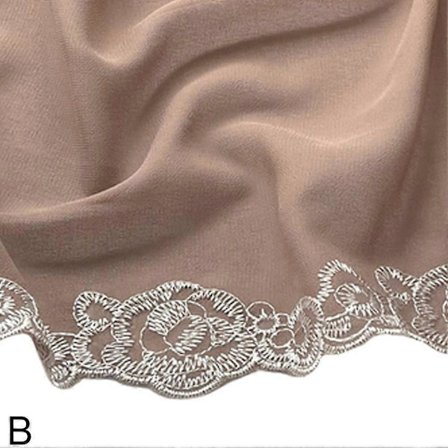 Nytt ensfarget chiffonsjal med blondekant for kvinner, tynt omslag med blonde, allsidig sjal