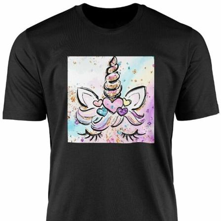 Svart T-shirt S - Unicorn