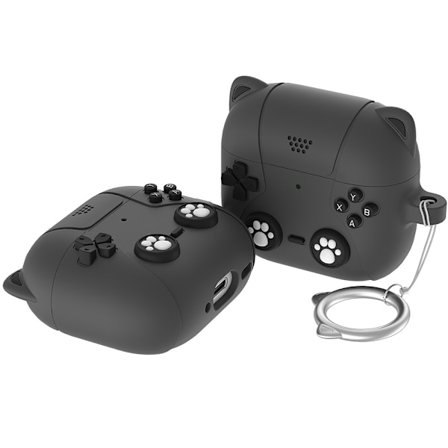 SKALO AirPods 4 Cute Cat Controller Cover - Sort