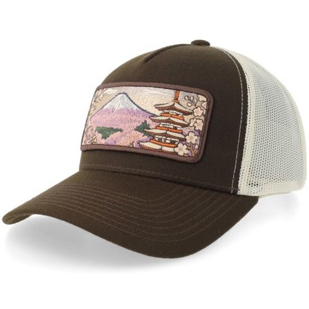 Wild Spirit - Brun trucker Keps - Tokyo Wide Patch Brown/Stone A-frame Trucker @ Hatstore