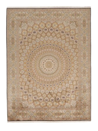 Hand Knotted Kashmir Pure Silk Rug 276X368 Brown/Orange