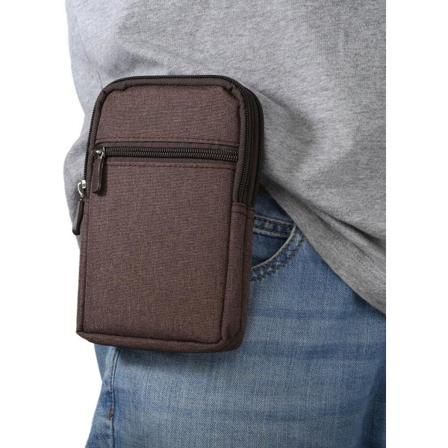Brun-belteklips universalveske, 6,3 tommers denim Casual Bag Fotturer for menn Bæreveske Shell Bag Belteklips-lomme med lommebok med flere løkker