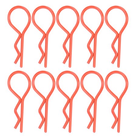 10 st 13MM RC Bil Kaross Klämmor R-form Metall Kaross Klämmor Stift för 1/5 1/6 1/8 1/10 RC Bil (Orange)