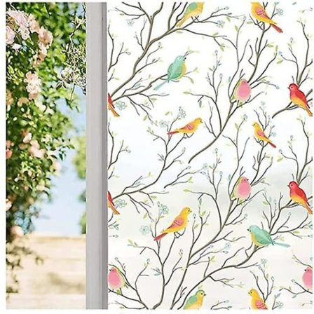 Toally Clear Vinduesfolie Opak Ikke-klæbende Fuglevinduesfolie Dekorativ Glasfolie Statisk Klæbefolie Fuglevinduesklistermærker til Hjemmekontor 