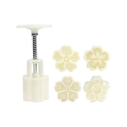 1 sæt manuelle grønne bønnekager bageforme håndpressede månekageforme (hvide)