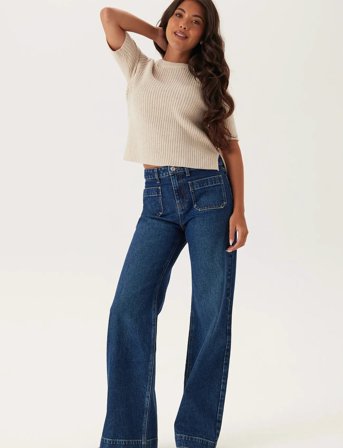 Bubbleroom Front Pocket Jeans - Blue - 34
