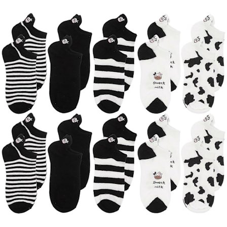 5 Par Söta Flickstrumpor Kreativa Korta Strumpor Chic Ko-mönstrade Strumpor