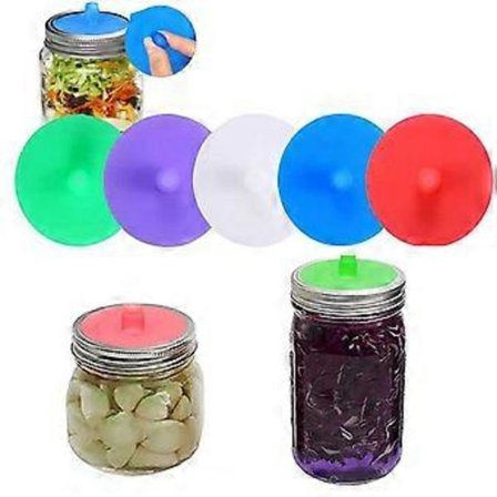 Mason Bottle Fermenteringslokk Silikon Fermenteringslokk Sylteagurkboks Lukkingslokk Sylteagurklokk Enveis Eksosventil Sett med 5