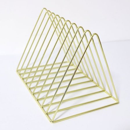 Kolmion muotoinen kansioteline ja lehtiteline, 9-osainen metallilehtiteline, sanomalehtiteline, toimisto- ja kodinsisustukseen