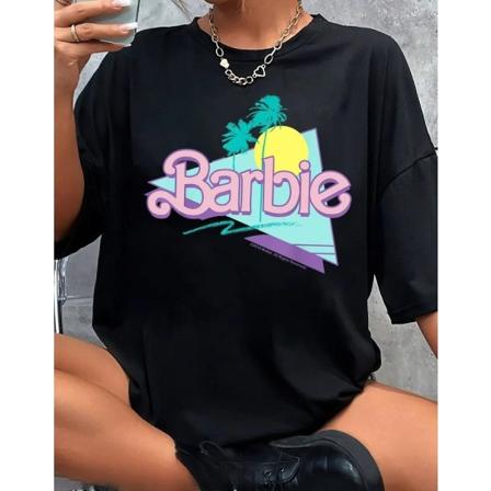 Barbie Trykket T-skjorte Kvinner Sommer Topp T-skjorte GH1014-R M
