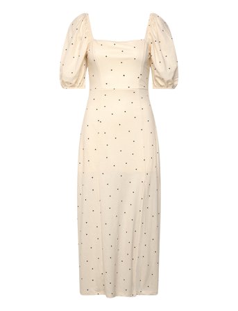 Gina Tricot Puff Sleeve Midi Dress - Cream - XL