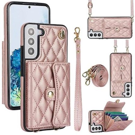 Crossbody Rhombic Horisontal Wallet Læder Mobiltelefon Etui til Samsung Galaxy S22 5g